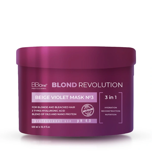 Купить Маска для волос BIEGE VIOLET MASK №3 BLOND REVOLUTION, 500 мл BB One Маска для волос BIEGE VIOLET MASK №3 BLOND REVOLUTION, 500 мл